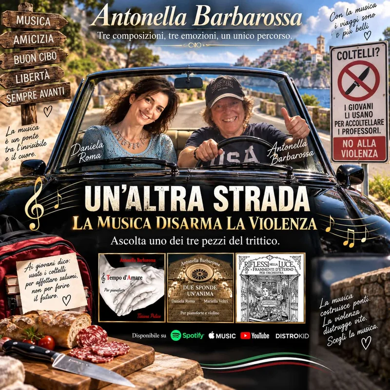 Grafica Un’altra strada con Antonella Barbarossa e Daniela Roma in automobile